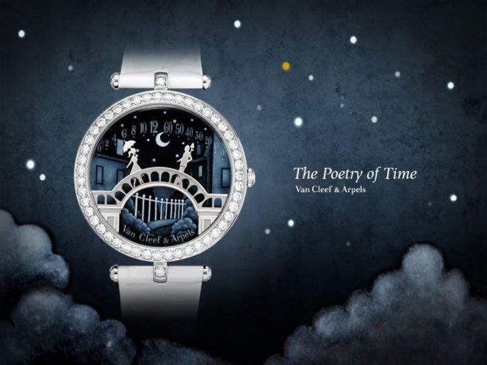 Những viên kim cương được đính xung quanh tạo nên nét huyền bí cho đồng hồ Van cleef & arpels