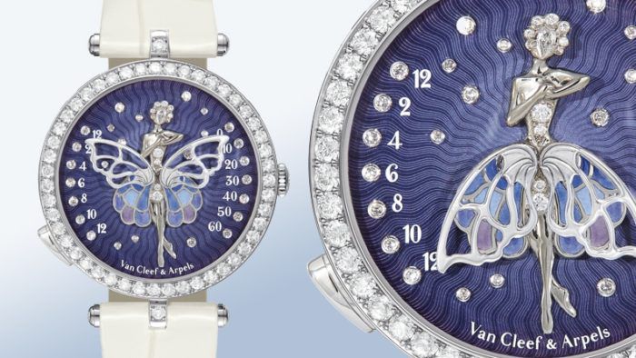 Hình ảnh cánh bướm cách điệu cùng vũ công Ballet trong mẫu đồng hồ Van cleef & Arpels