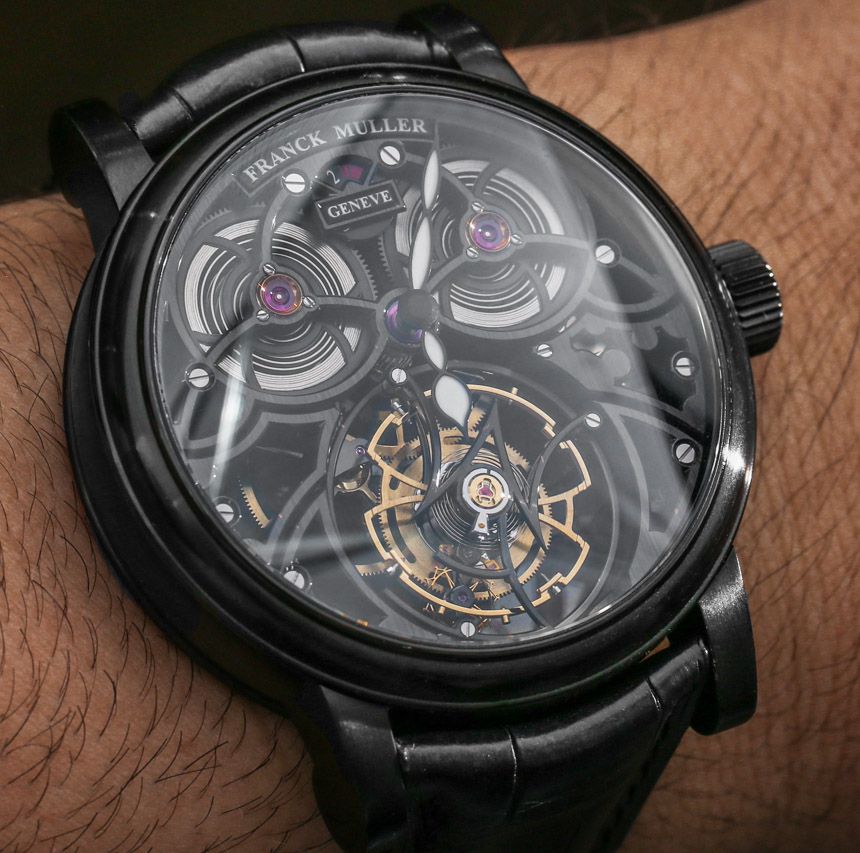 Mặt chiếc đồng hồ Franck Muller nam-Franck Muller Giga Tourbillon  8889 TG SQT BR5N bản mặt tròn màu đen