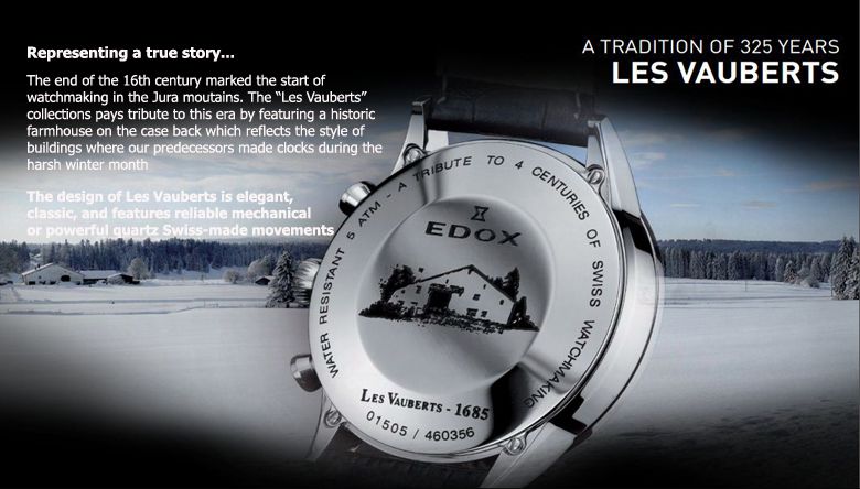Mặt sau đồng hồ Edox Les Vauberts
