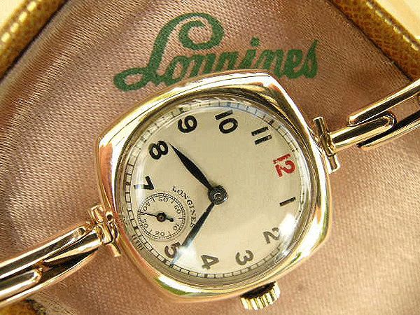 Longines gold ladies cushion boxed 1937