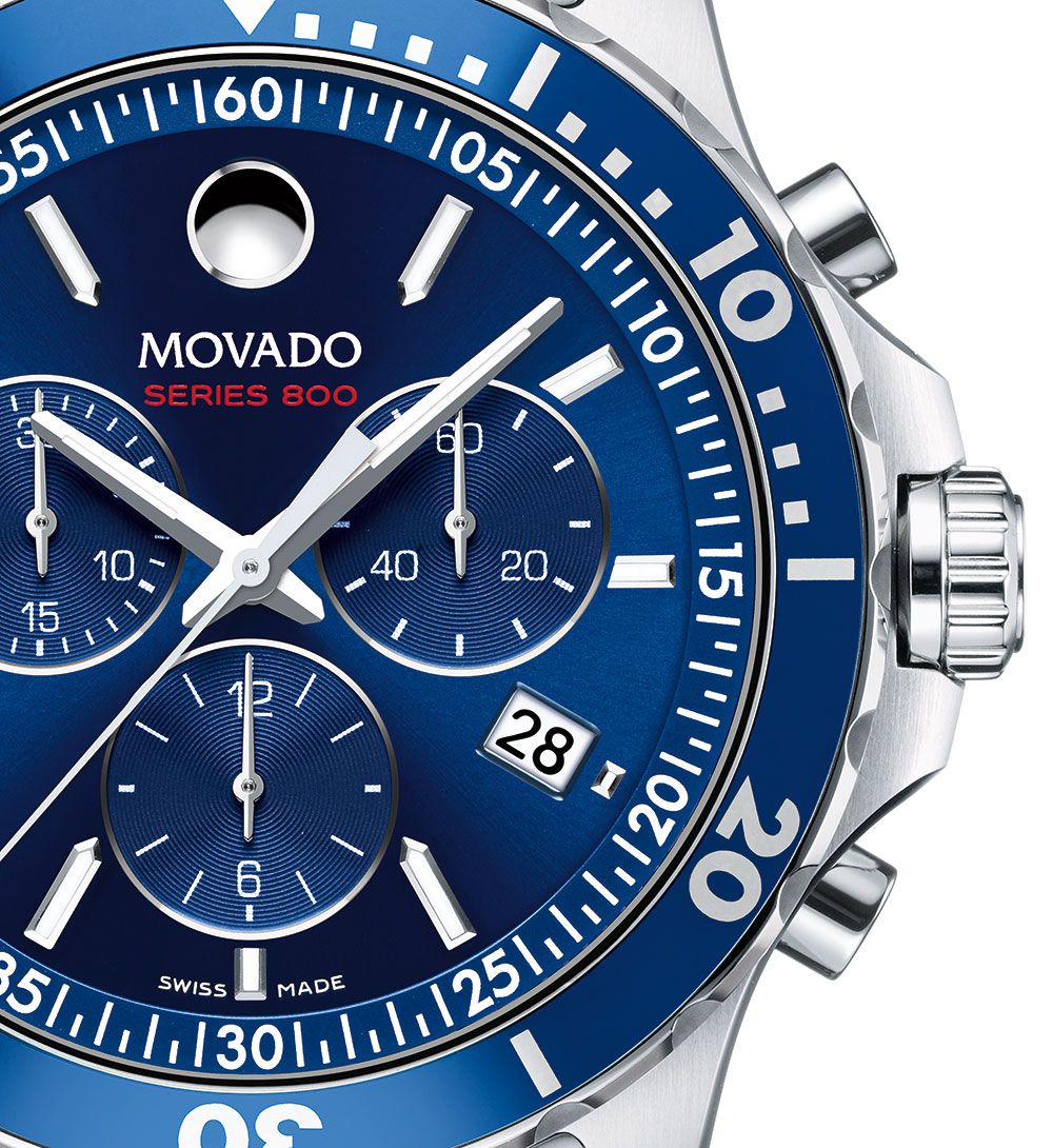 Đồng hồ Movado Series 800 phiên bản mặt đồng hồ màu xanh