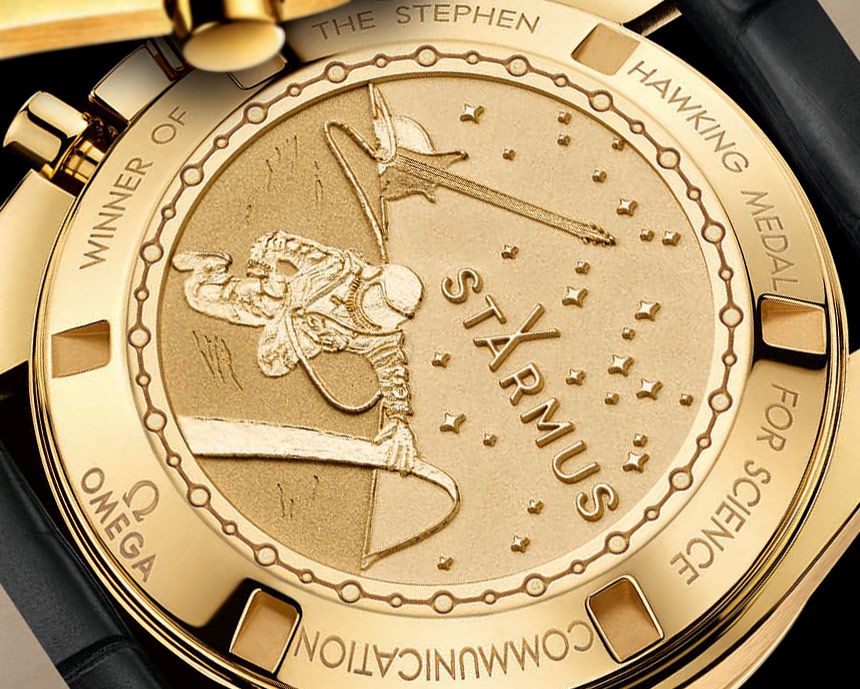 Khắc họa đằng sau đồng hồ Omega nam đặc biệt tương ứng với huy chương của người chiến thắng
