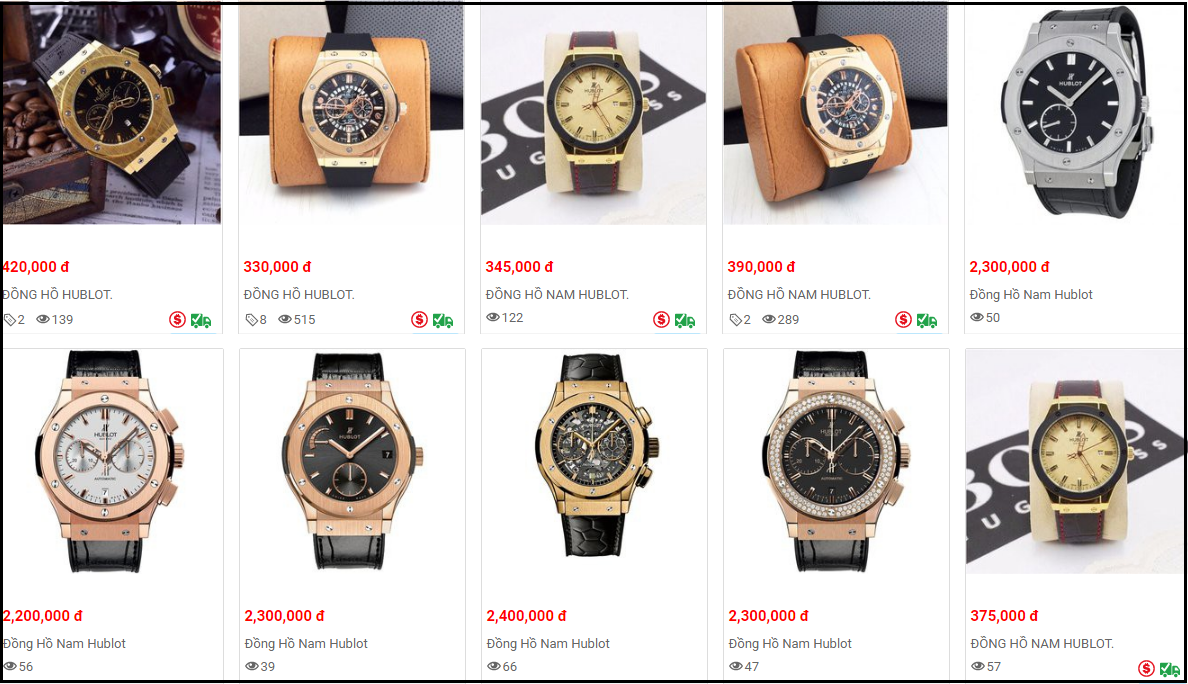 Trang web mua bán đồng hồ Hublot fake