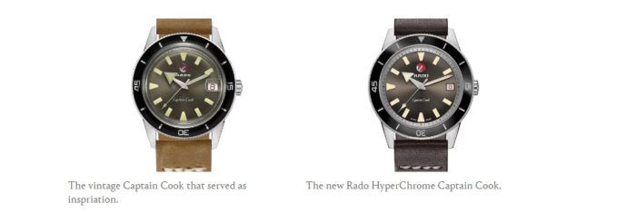 Đồng hồ Rado sapphire Captain Cook (dây nâu) và đồng hồ Rado sapphire HyperChrome Captaim Cook 2017
