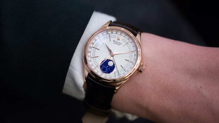 đồng hồ dây da Rolex nam Celinni Moonphase