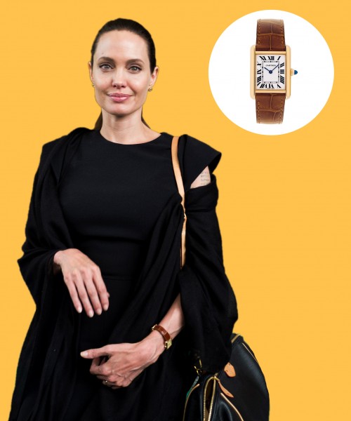 Nữ diễn viên Mỹ Angela Jolie và đồng hồ nữ mặt vuông Cartie