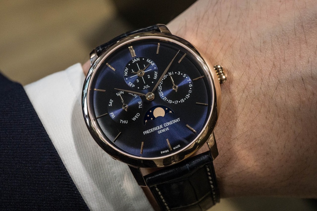 Đồng hồ Frederique Constant Slimline Perpetual lịch vạn niên 5 phiên bản màu xanh navy