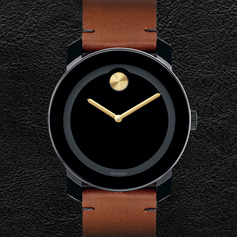 đồng hồ Thụy Sĩ Movado dây da nâu