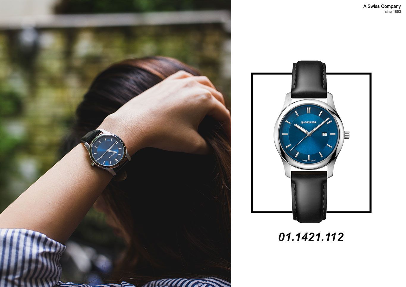 Đồng hồ nữ màu xanh dương Wenger 01.1421.112