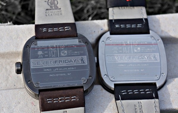 đồng hồ Sevenfriday giả (trái) và thật (phải)