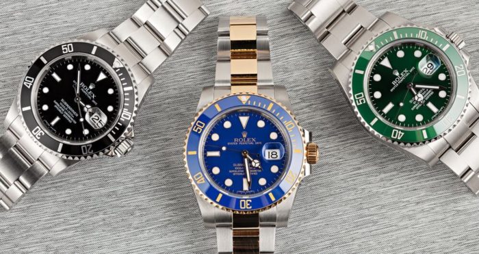 Lựa chọn đồng hồ cơ hay quartz Rolex-submariners-black-blue-green-e1497992350495