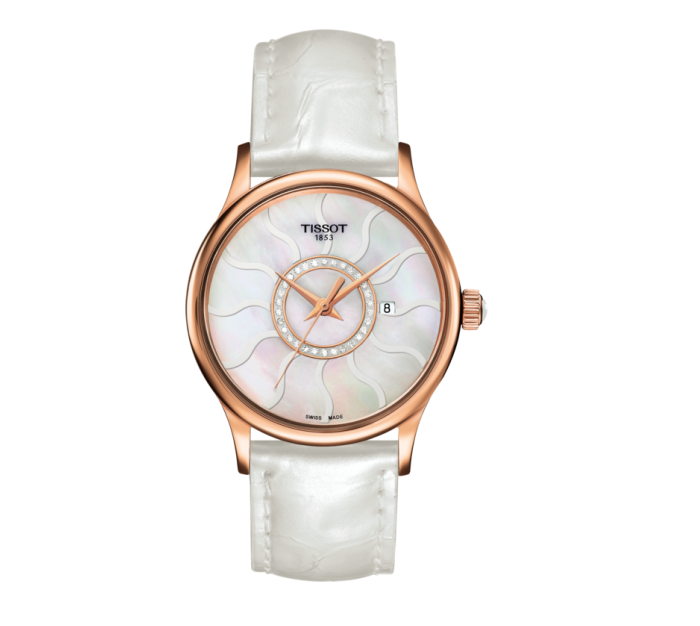 Đồng hồ nữ Tissot đẹp Rose Dream Gold khảm xà cừ lấp lánh