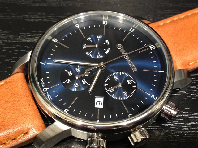 mặt đồng hồ wenger chronograph dây da