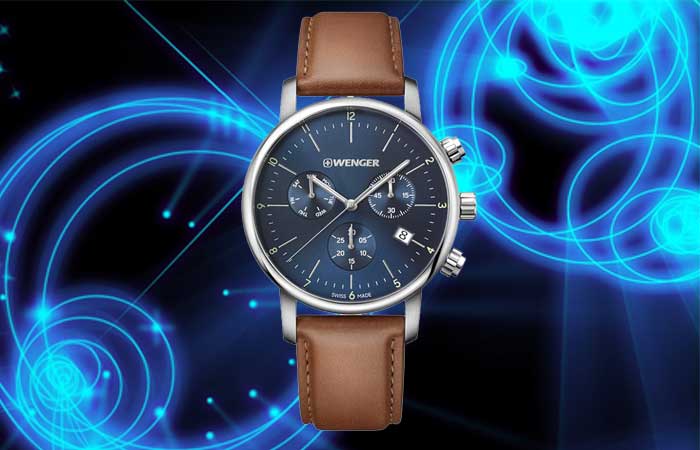 đồng hồ wenger chronograph dây da