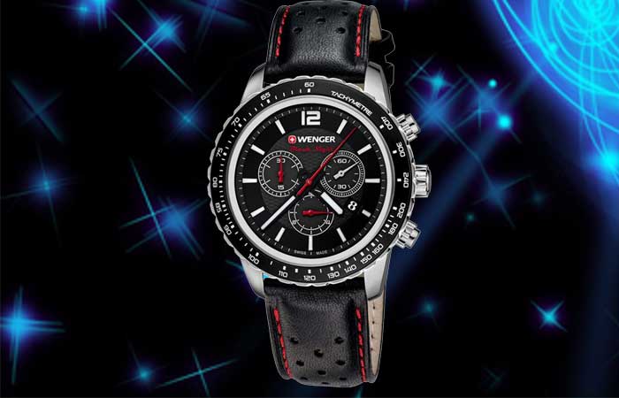 đồng hồ wenger chronograph dây da